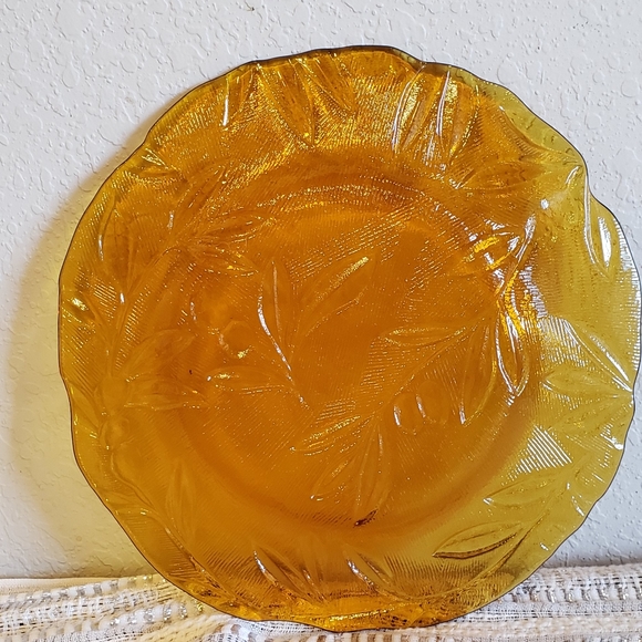 Source Unknown Dining Vintage Amber Glass Olive Branch Plate Poshmark